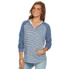 Women's Chaps Striped Raglan Hoodie, Size: Xs, Blue