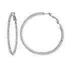 Duchess Of Dazzle Crystal Silver Tone Inside-out Hoop Earrings, Women's