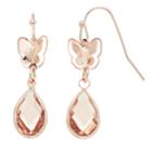 Lc Lauren Conrad Butterfly Nickel Free Teardrop Earrings, Women's, Pink