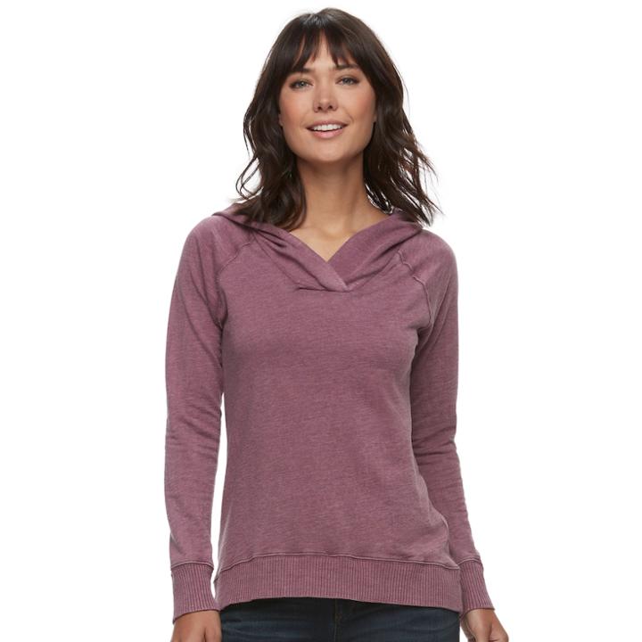 Women's Sonoma Goods For Life&trade; Hooded French Terry Sweater, Size: Xl, Dark Red