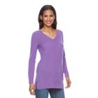 Women's Apt. 9&reg; V-neck Cashmere Sweater, Size: Medium, Med Purple
