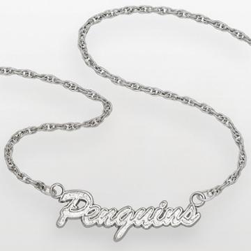 Logoart Pittsburgh Penguins Sterling Silver Script Necklace, Women's, Grey