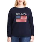 Plus Size Chaps Flag Boatneck Sweater, Women's, Size: 2xl, Blue (navy)