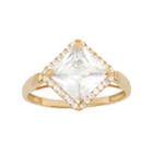 Cubic Zirconia Square Halo Engagement Ring In 10k Gold, Women's, Size: 6, White
