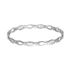 Sterling Silver Cubic Zirconia Jesus Fish Bangle Bracelet, Women's, Size: 8, Grey