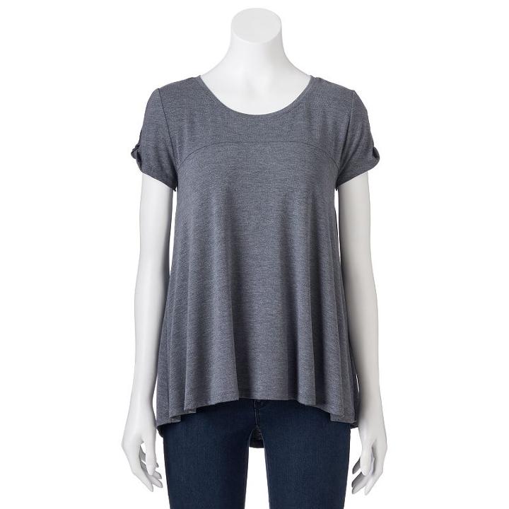 Juniors' So&reg; Twist Cold Shoulder Tee, Girl's, Size: Medium, Grey (charcoal)