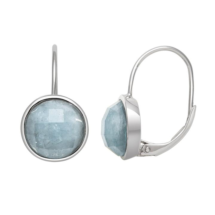 Sterling Silver Aquamarine Leverback Earrings, Women's, Blue