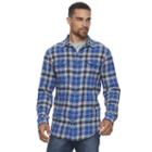 Men's Sonoma Goods For Life&trade; Plaid Flannel Button-down Shirt, Size: Large, Med Blue