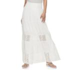 Women's Studio 253 Tiered Lace Inset Maxi Skirt, Size: Xl, Natural