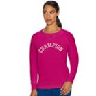 Women's Champion Fleece Long Sleeve Graphic Top, Size: Small, Light Pink