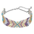 Seed Bead Chevron Choker Necklace, Women's, Multicolor