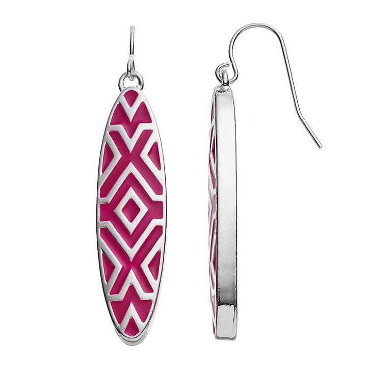 Chaps Geometric Oval Drop Earrings, Women's, Pink