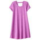 Girls 7-16 & Plus Size So&reg; Cutout Short Sleeve Glitter Swing Dress, Girl's, Size: S/7-8, Med Purple