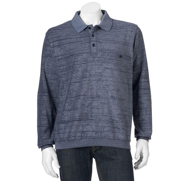 Men's Safe Harbor Classic-fit Striped Banded-bottom Polo, Size: Small, Blue (navy)