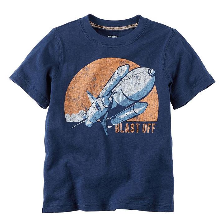 Boys 4-8 Carter's Short Sleeve Blast Off Rocket Ship Graphic Tee, Boy's, Size: 8, Blue