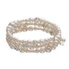 Simulated Pearl Love Knot Coil Bracelet, Women's, White Oth