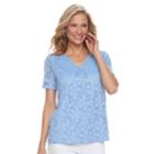 Women's Napa Valley Floral Lace Embellished Top, Size: Medium, Med Blue
