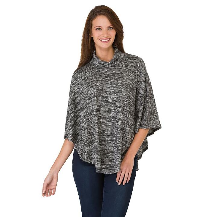 Women's Haggar Mockneck Poncho Top, Size: Large, Dark Grey