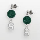 Michigan State Spartans Sterling Silver Crystal Linear Drop Earrings, Women's, Green