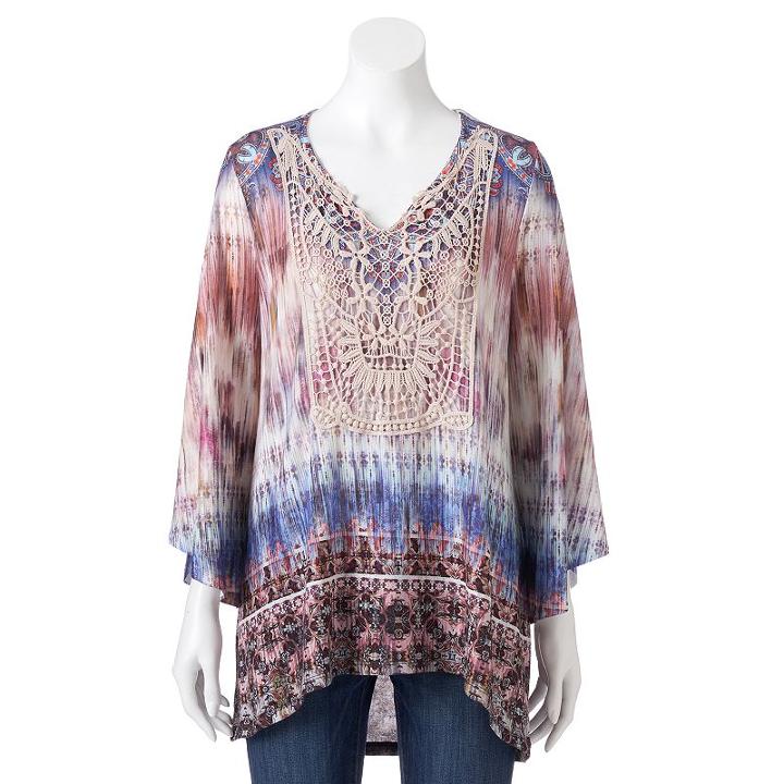 Women's World Unity Crochet High-low Tunic, Size: Small, Med Brown