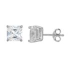 Cubic Zirconia Silver-plated Solitaire Stud Earrings, Women's, White