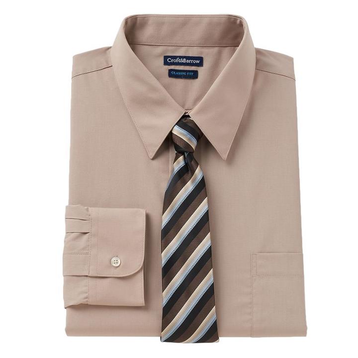 Big & Tall Croft & Barrow&reg; Classic-fit Dress Shirt & Tie Set, Men's, Size: 20 36/7b, Lt Yellow