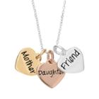 Timeless Sterling Silver Tri-tone Mother Daughter Friend Triple Heart Pendant Necklace, Women's, Multicolor