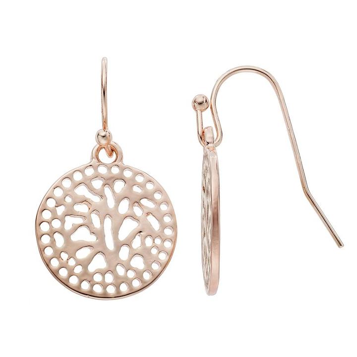 Lc Lauren Conrad Openwork Disc Drop Earrings, Women's, Light Red
