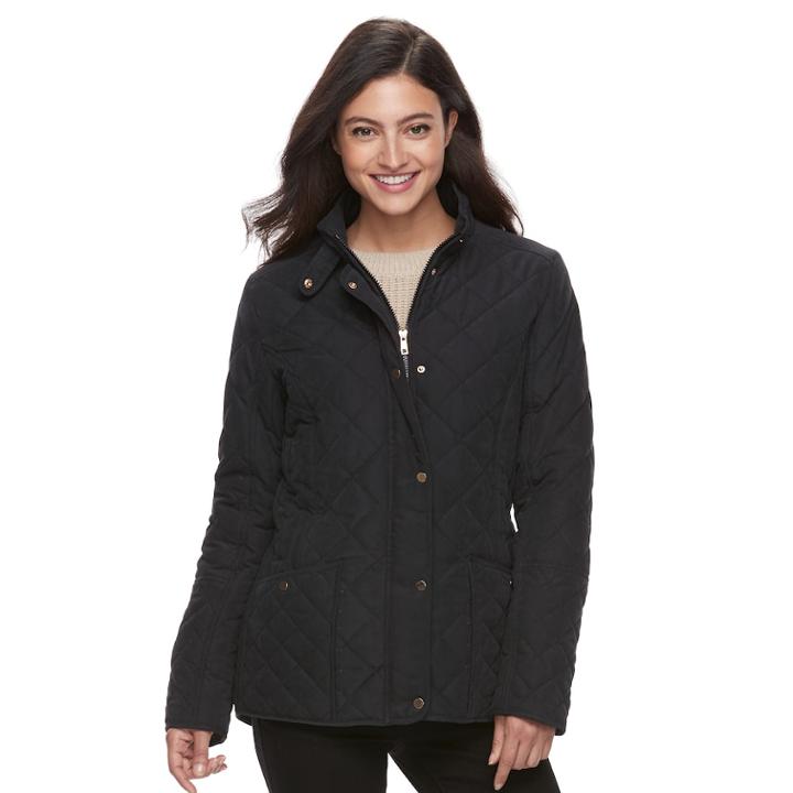 Women's Kc Collections Diamond Quilted Jacket, Size: Small, Black