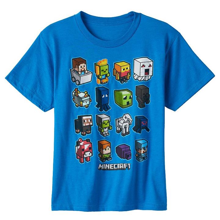 Boys 8-20 Minecraft Tee, Boy's, Size: Medium, Turquoise/blue (turq/aqua)