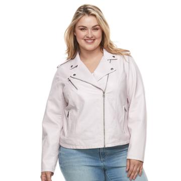 Plus Size Levi's Faux-leather Jacket, Women's, Size: 3xl, Light Pink