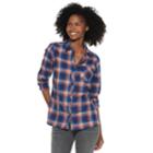 Women's Sonoma Goods For Life&trade; Essential Supersoft Flannel Shirt, Size: Xs, Dark Blue