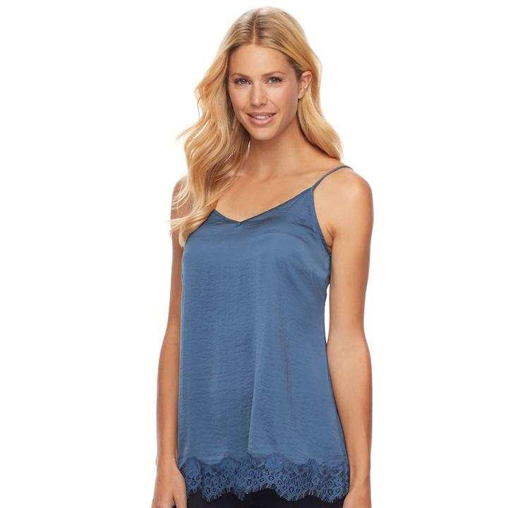 Women's Sonoma Goods For Life&trade; Satin Lace Cami, Size: Small, Dark Blue