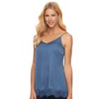 Women's Sonoma Goods For Life&trade; Satin Lace Cami, Size: Small, Dark Blue
