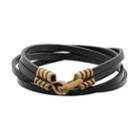 Lynx Men's Black Leather Wrap Bracelet, Size: 9