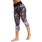 Women's Marika Ava Blurred Print High-waisted Capri Leggings, Size: Medium, Black Neon