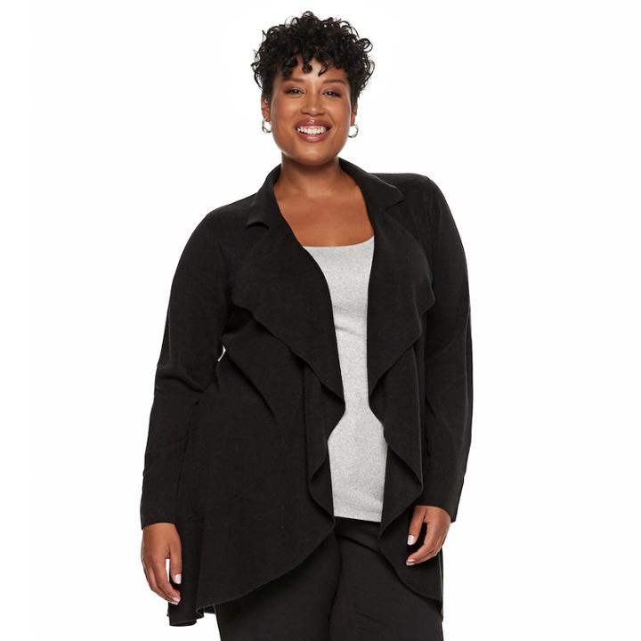 Plus Size Napa Valley Cascade Long Cardigan, Women's, Size: 1xl, Black