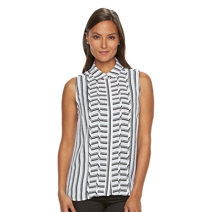 Women's Dana Buchman Pintuck Striped Blouse, Size: Small, White