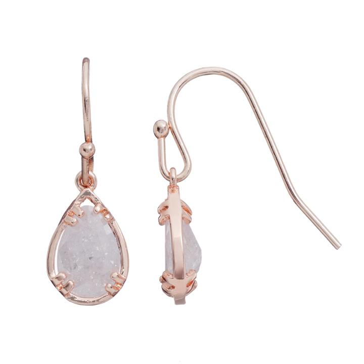 Lc Lauren Conrad Runway Collection Cubic Zirconia Crackle Teardrop Earrings, Women's, White