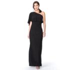 Women's Chaps One-shoulder Evening Gown, Size: 10, Black