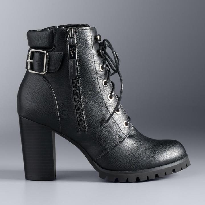 Simply Vera Vera Wang Catania Women's High Heel Combat Boots, Size: 7.5, Black