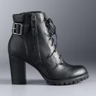 Simply Vera Vera Wang Catania Women's High Heel Combat Boots, Size: 7.5, Black