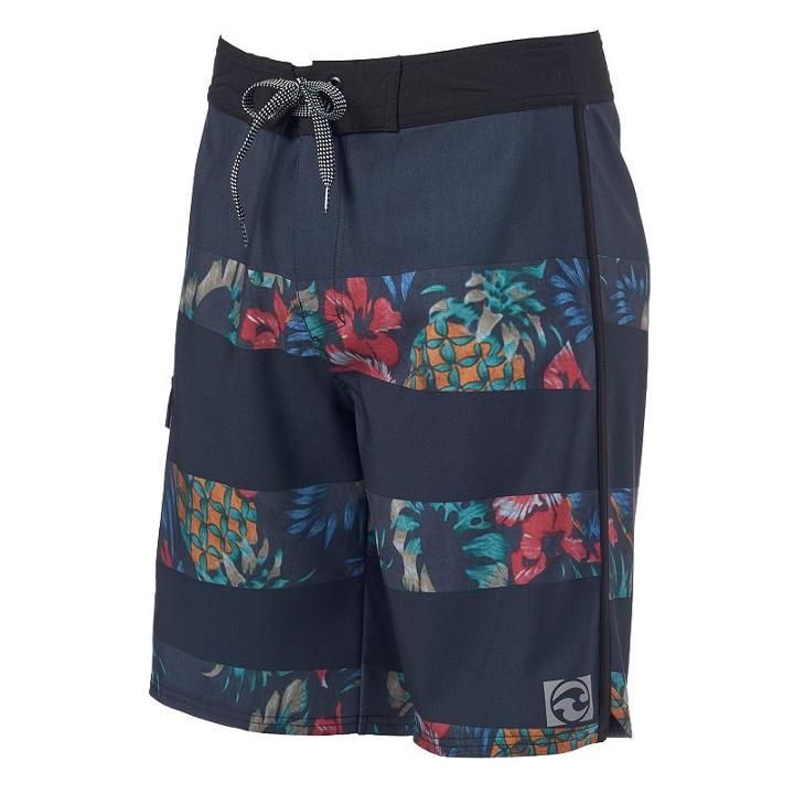 Men's Ocean Current Pineapple Board Shorts, Size: 32, Black
