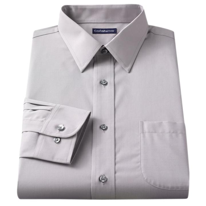 Big & Tall Croft & Barrow&reg; Easy Care Point-collar Dress Shirt, Men's, Size: 18.5 36/7b, Grey