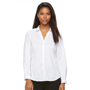 Women's Harve Benard Solid Button-down Shirt, Size: Large, White