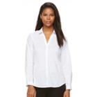 Women's Harve Benard Solid Button-down Shirt, Size: Large, White