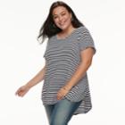 Plus Size Apt. 9&reg; Striped High-low Tunic, Women's, Size: 1xl, Black