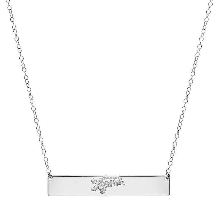 Detroit Tigers Sterling Silver Bar Necklace, Women's, Size: 16, Grey