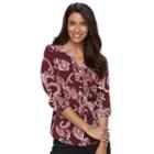 Petite Croft & Barrow&reg; Printed Crepe Shirt, Women's, Size: Xs Petite, Red