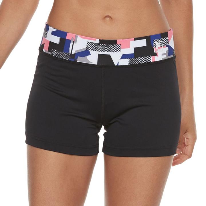 Women's Fila Sport&reg; Print Waist Fitted Shorts, Size: Large, Black